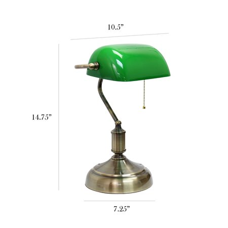 Simple Designs Executive Banker's Desk Lamp with Glass Shade, Green LT3216-GRN
